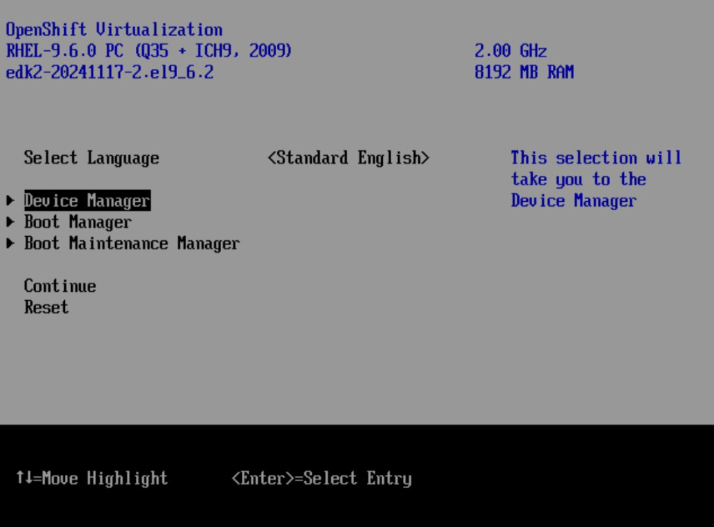 UEFI firmware menu