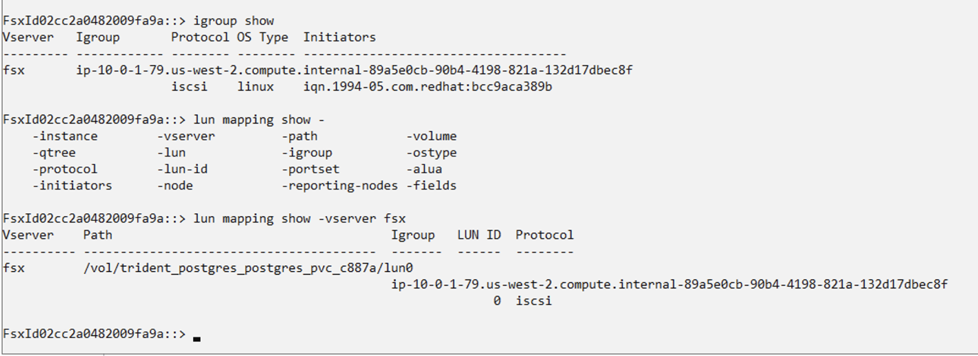 Figure 5: screenshot shows the path of the lun within the volume.