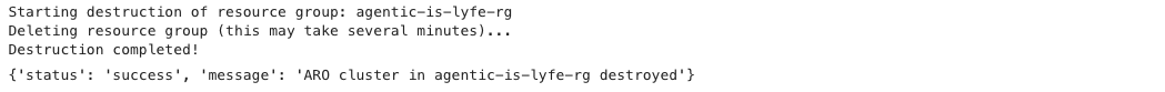 Console showing output after cluster is set to be destroyed.