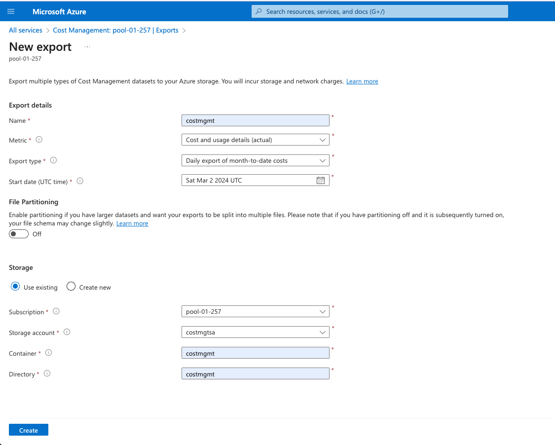 New cost export wizard