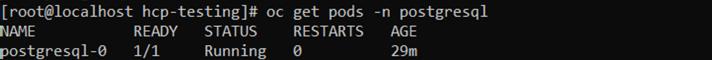 Command line result showing pods running.