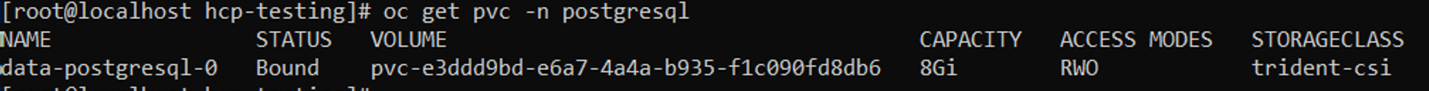 Command line result showing pvc readout.