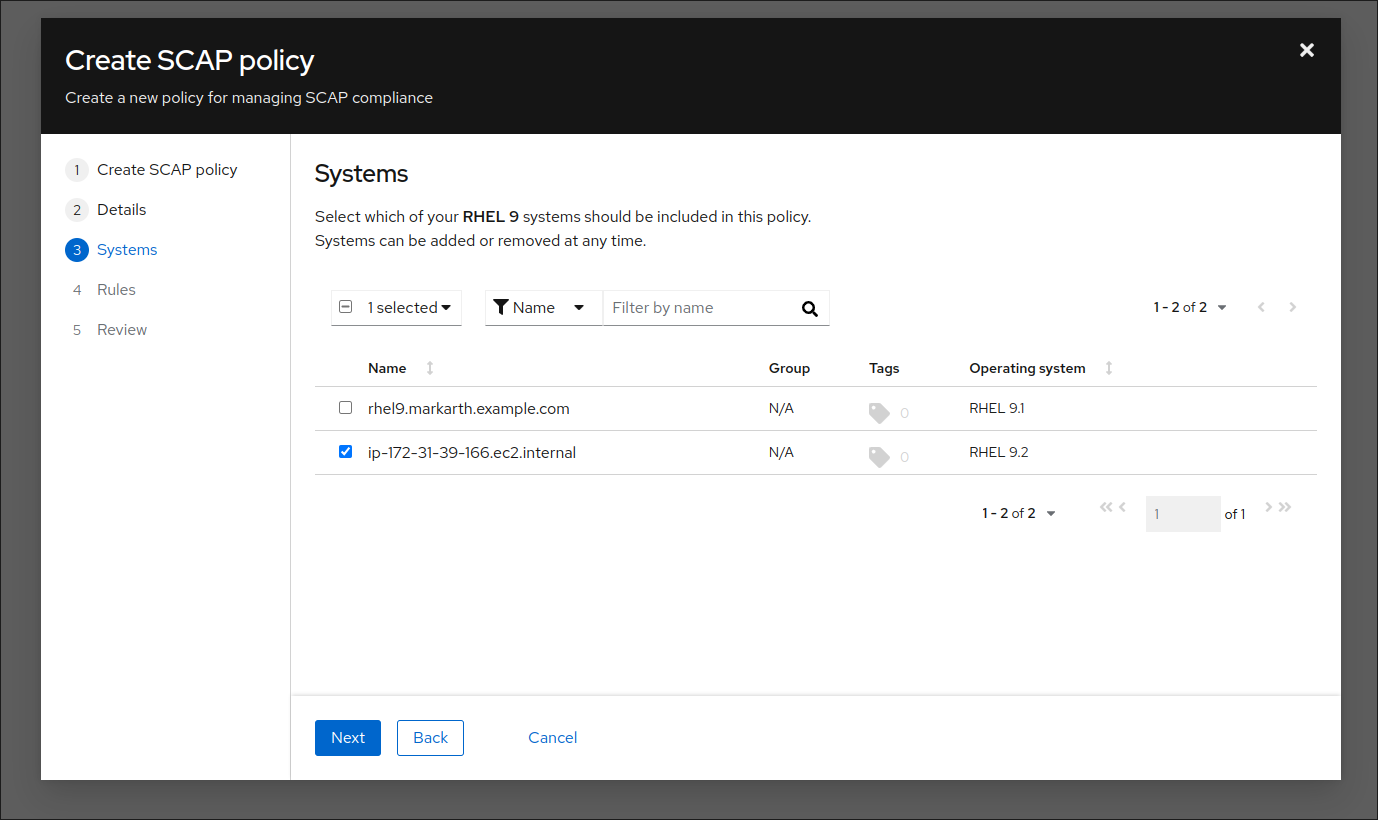 Screenshot of policy registration